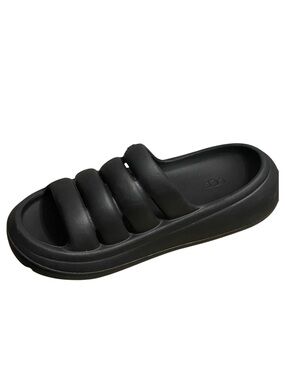 UGG Women's Black Sport Yeah Summer Fluff Beach Days Slides